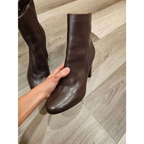 Annabella Mocha Brown Leather size 8 Womens Booties - Picture 7 of 10